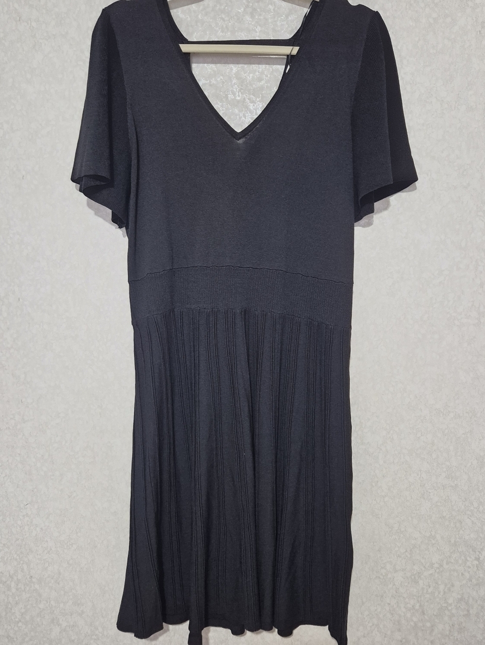 NAF NAF-paris Black V-Neck Short Sleeve Dress ...Size:XL